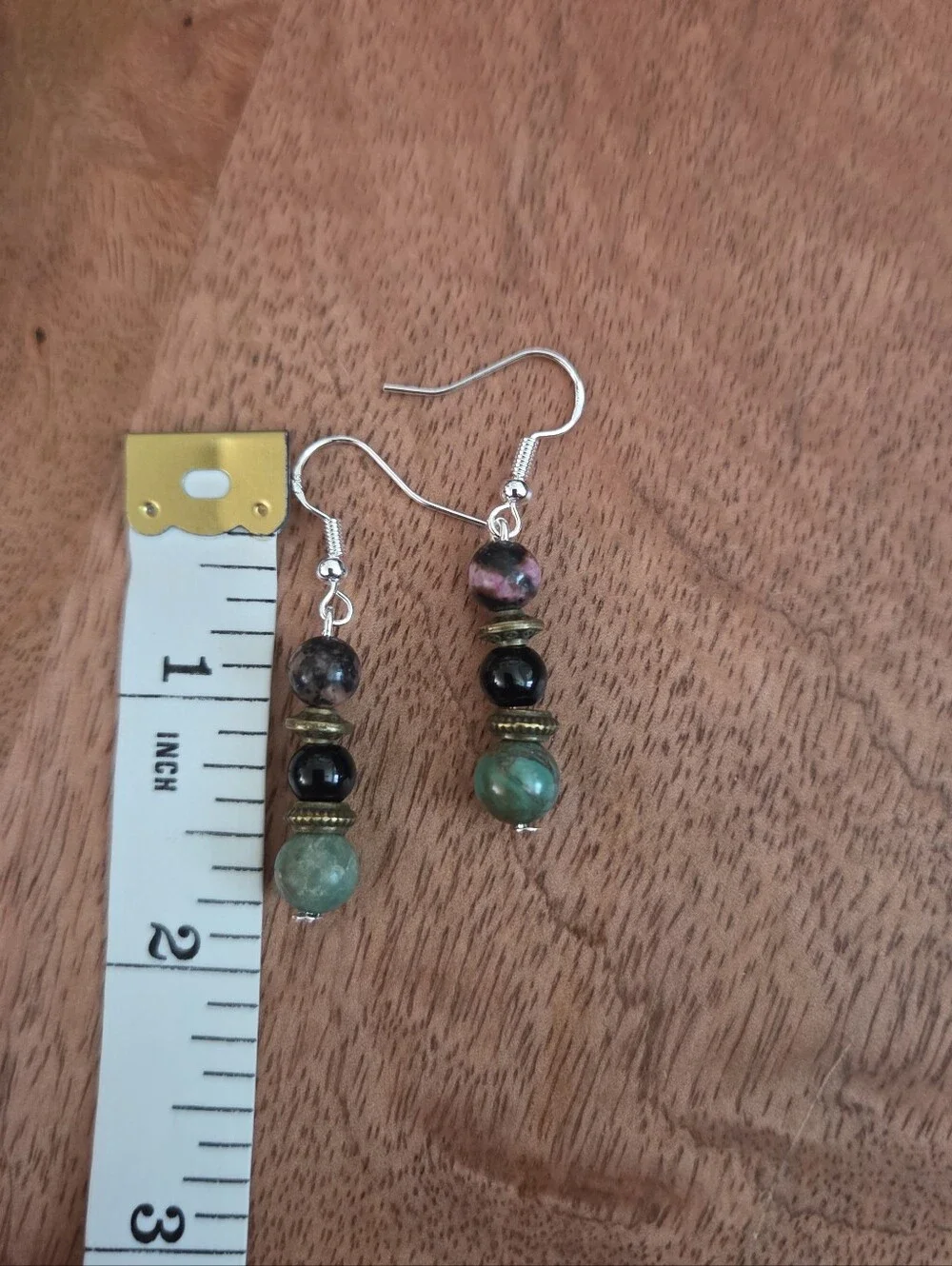 Bohemian Fairy Green Black Pink Gemstone Beaded Dangle Earrings Whisical Gift